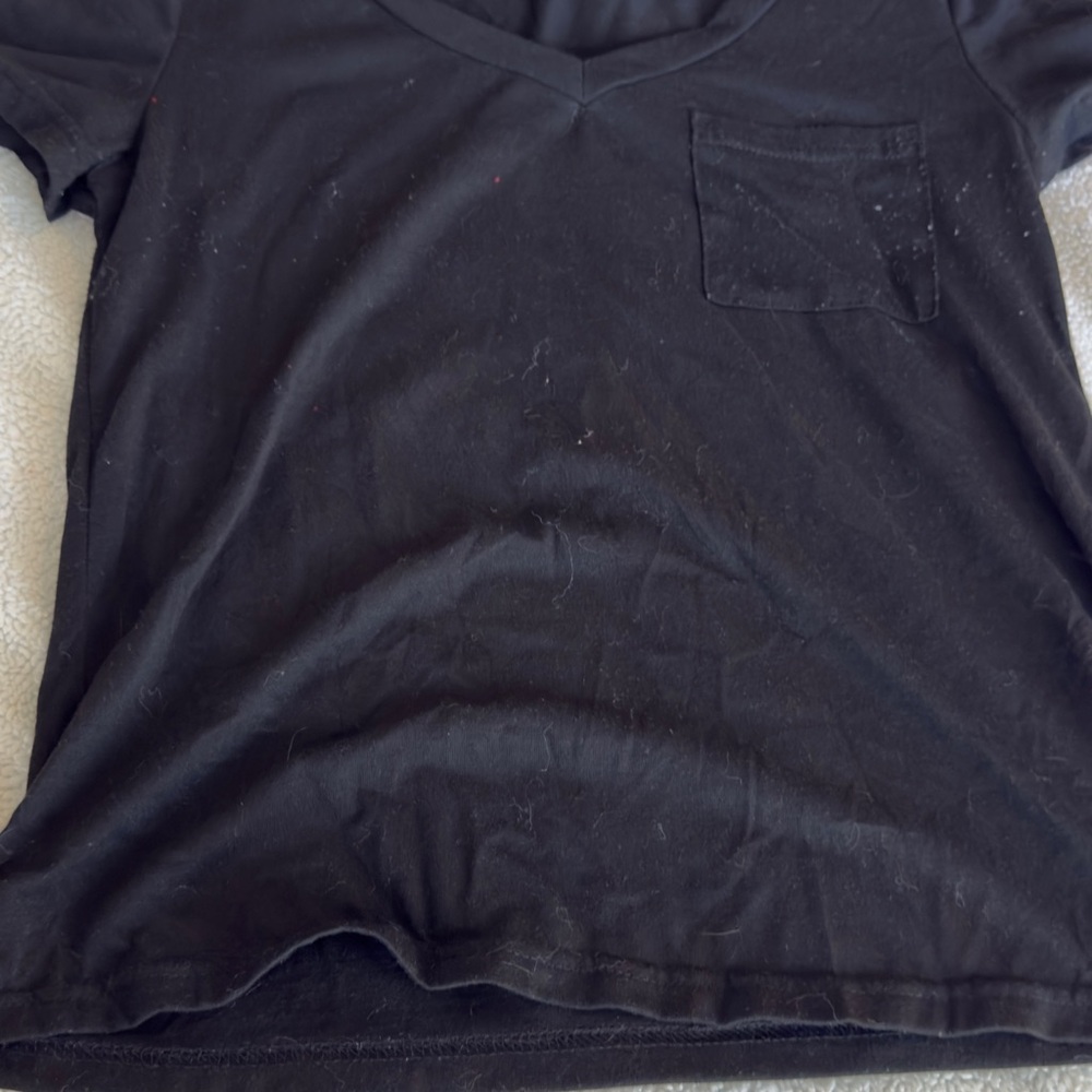 Black V-Neck T-Shirt with Pocket